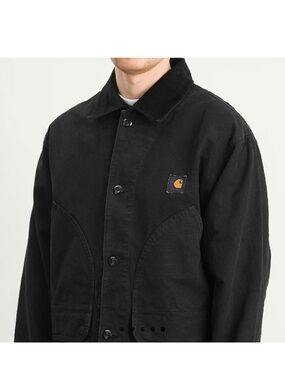 Carhartt WIP Black Canvas Field Jacket with Corduroy Collar